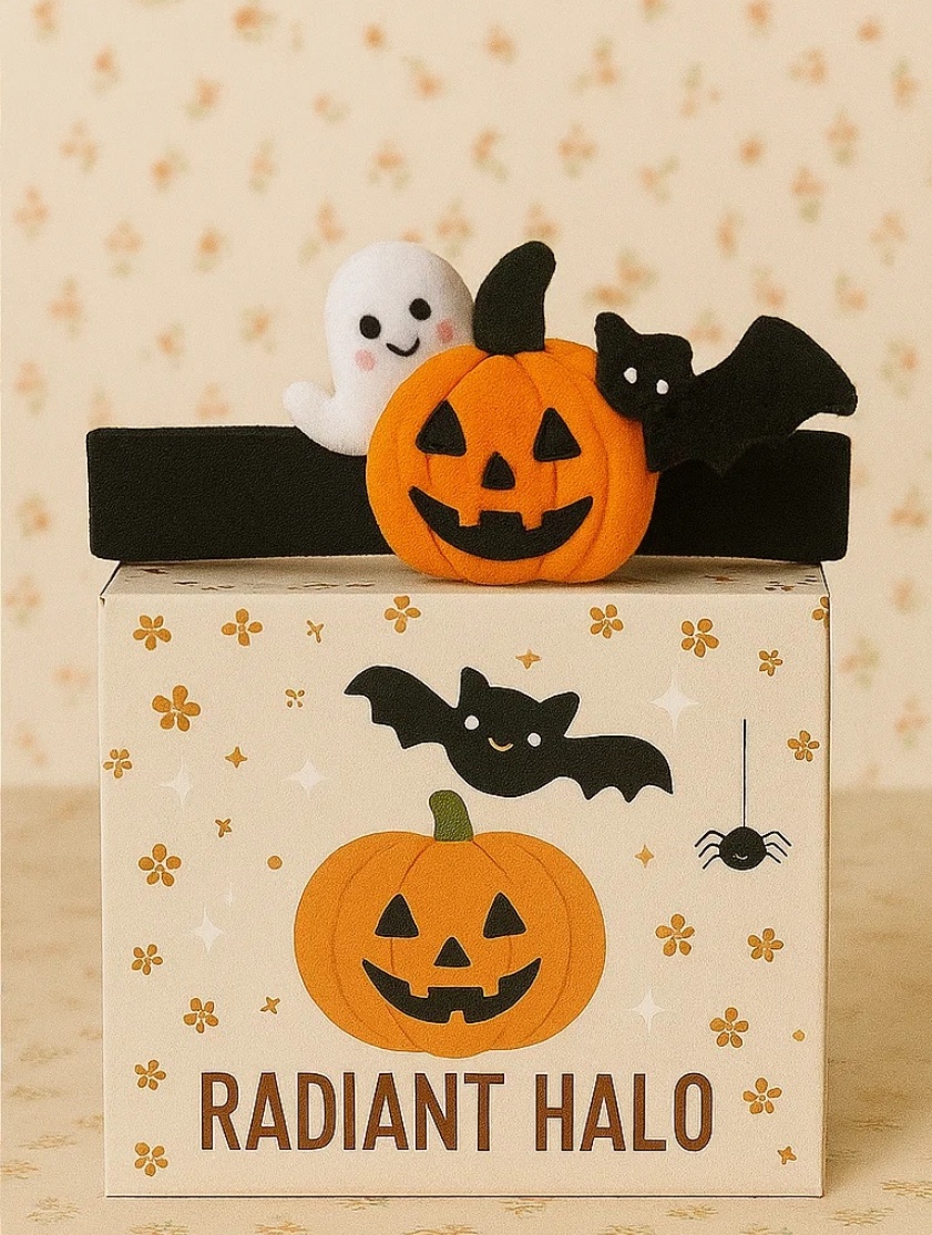 Čelenka pro batole s dýní, duchem a netopýrem na oslavy Halloweenu