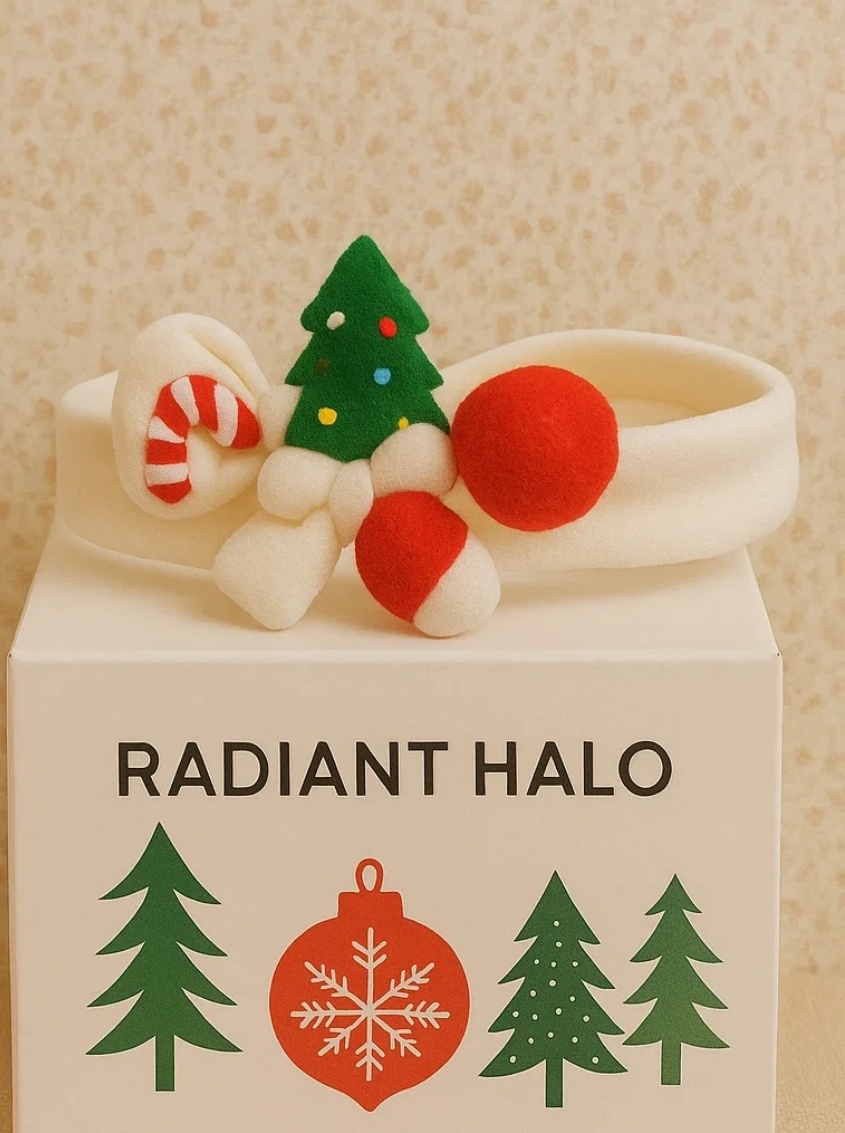 Weihnachtsbaum & Bonbon Weihnachts Baby Stirnband | Weiches Plüsch Haarband für Neugeborene