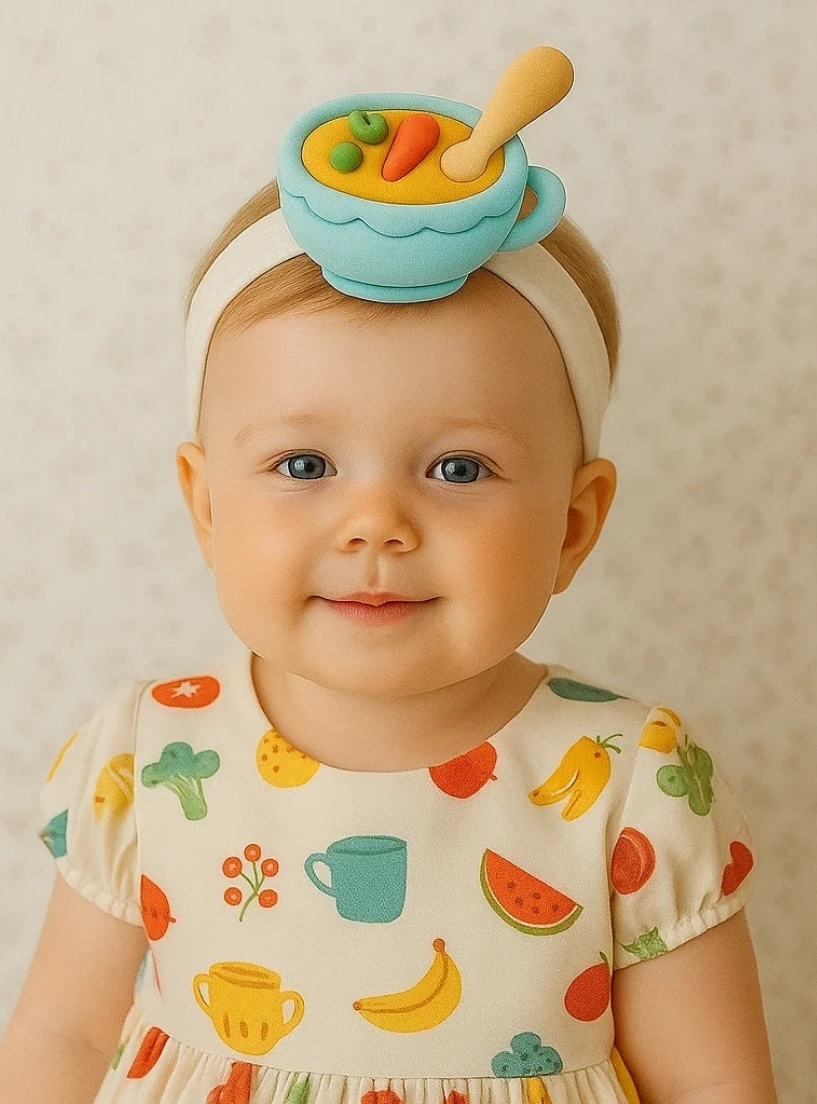 Baby Kitchen Series Headband – Radiant Halo Cute Cartoon Soup Bowl Design