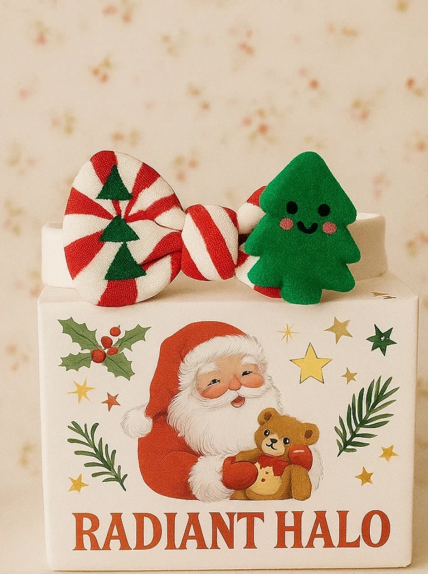 Bandeau bébé pain d'épices et sapin de Noël | Accessoire cheveux doux de Noël
