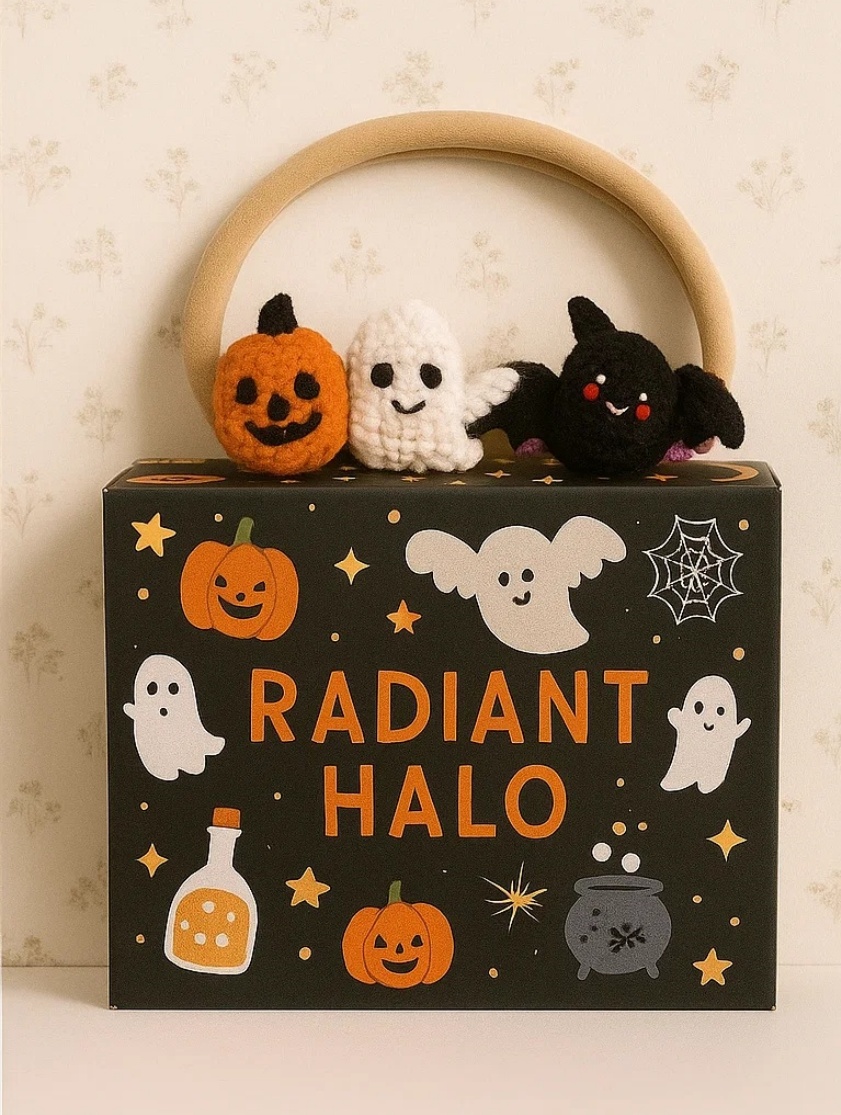 Halloween Magic: Baby Headband with Crochet Pumpkin, Ghost, and Bat