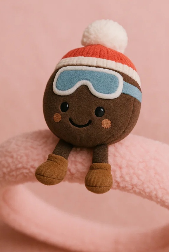 Diadema de Peluche para Bebé con Gorra y Gafas de Esquí | Accesorio de Invierno Suave y Adorable
