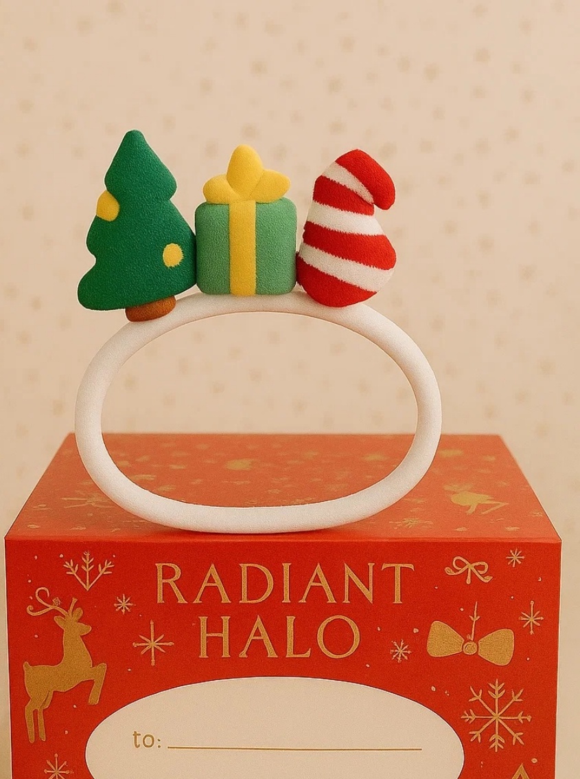 Festive Christmas Baby Headband – Candy Cane & Tree Design