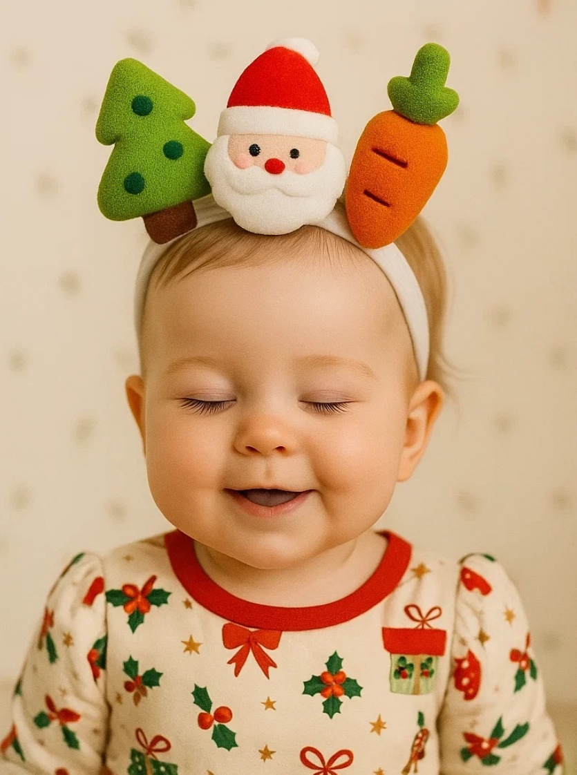 Santa & Carrot Holiday Baby Headband – Christmas Party Accessory