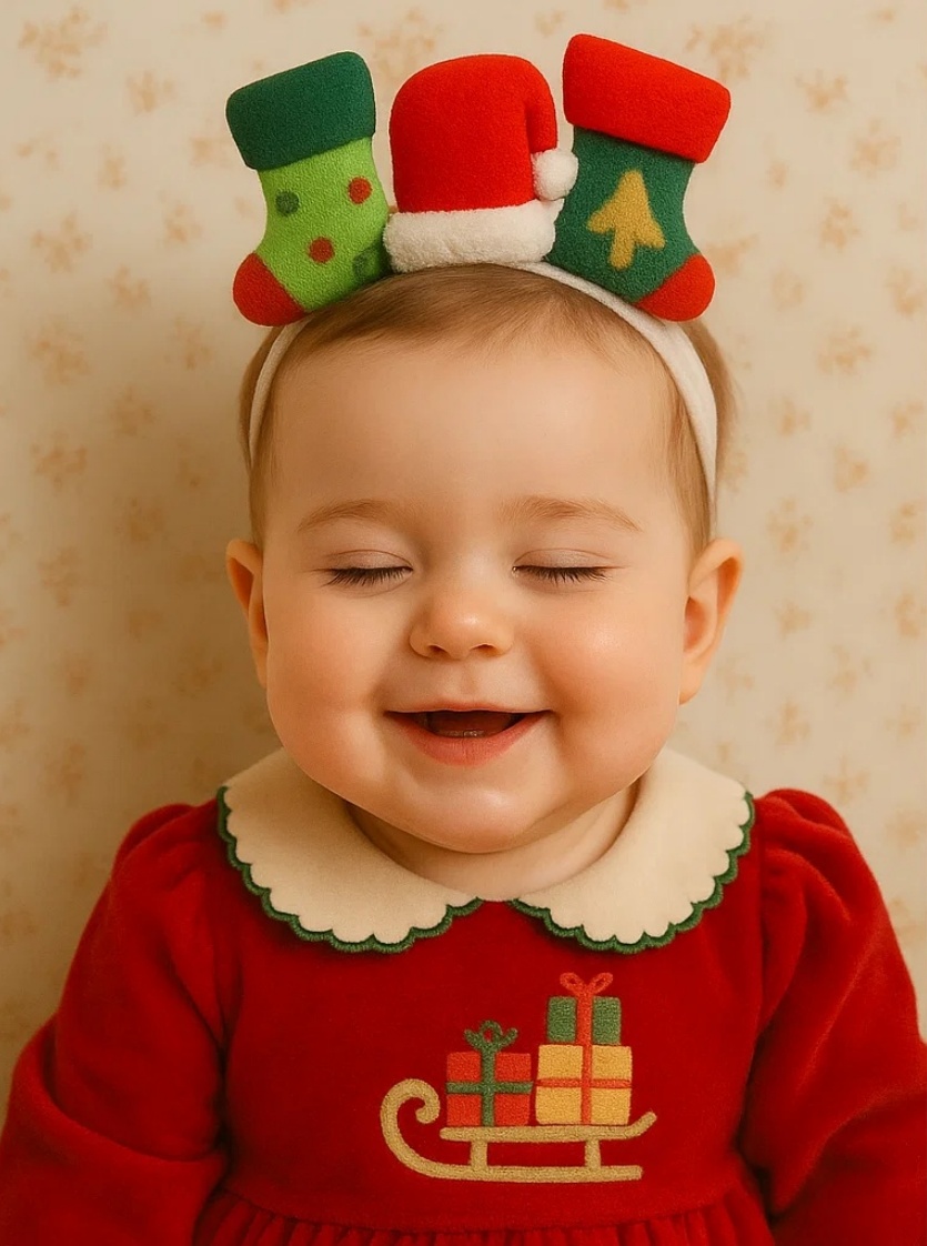 Christmas Stocking & Santa Baby Headband – Holiday Cheer Accessory
