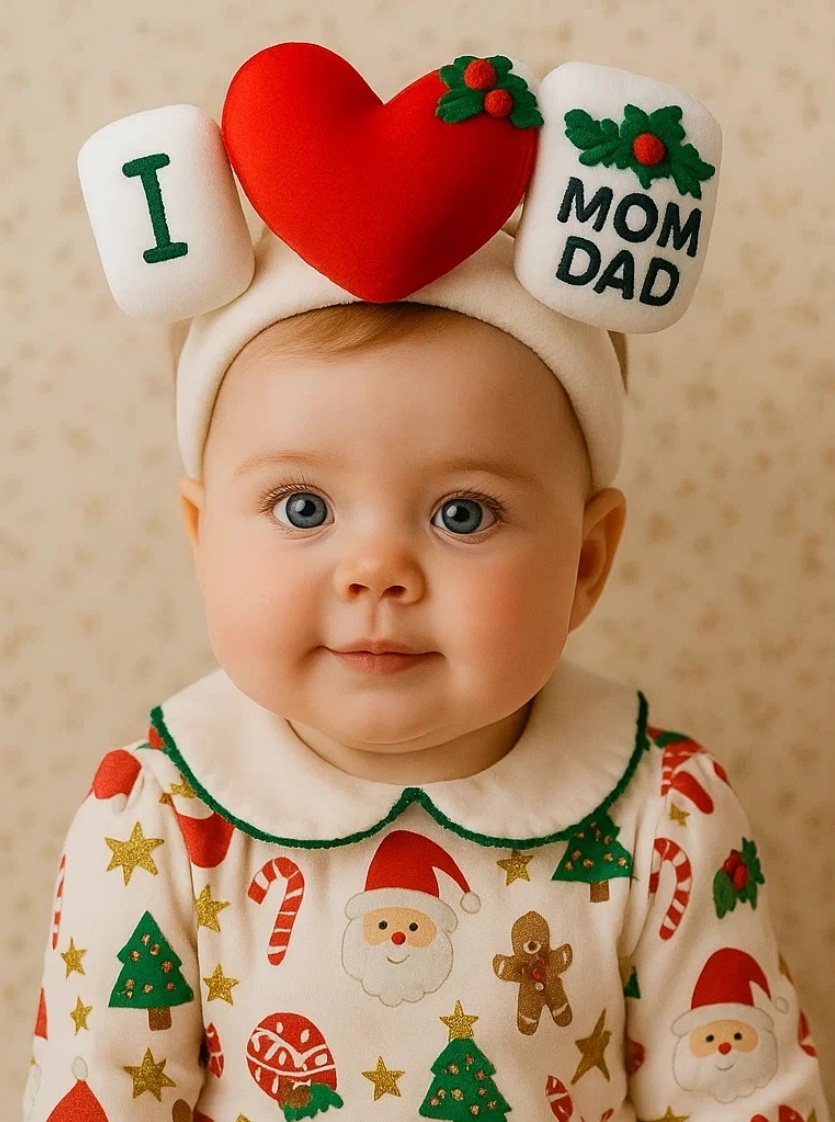 I Love Mom Dad Baby Headband – Heart & Message Gift Accessory