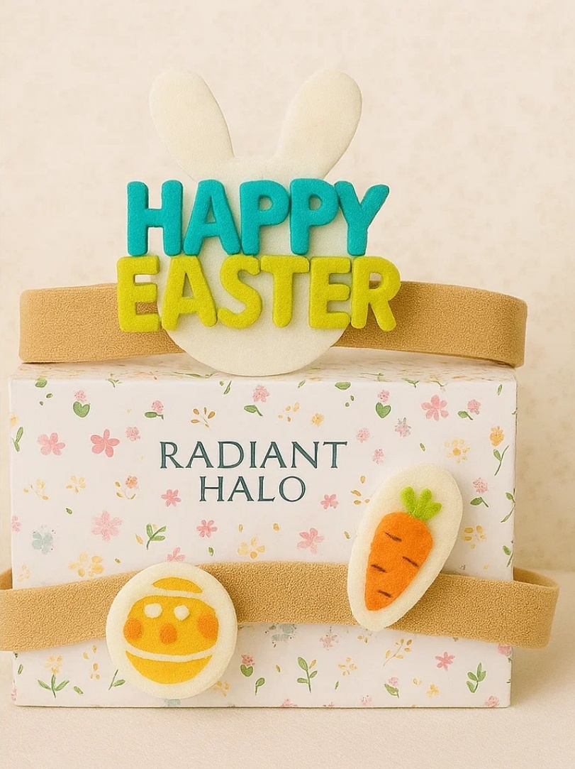 Frohe Ostern Baby-Stirnband-Set – Hase & bunte Applikationen