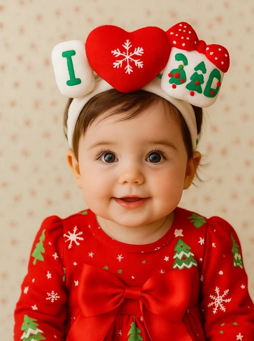 Snowflake & Heart Family Baby Headband – Holiday Gift Accessory