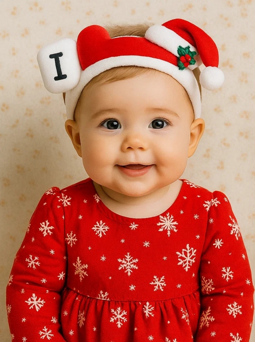 Ich liebe Mama & Papa Weihnachtsmütze Baby Haarband – Herz & Weihnachts-Design