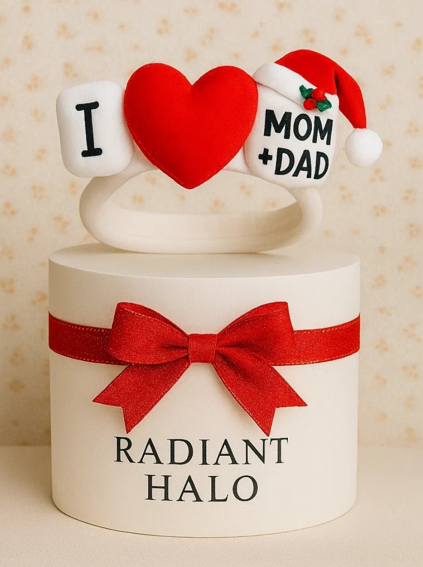 Ich liebe Mama & Papa Weihnachtsmütze Baby Haarband – Herz & Weihnachts-Design
