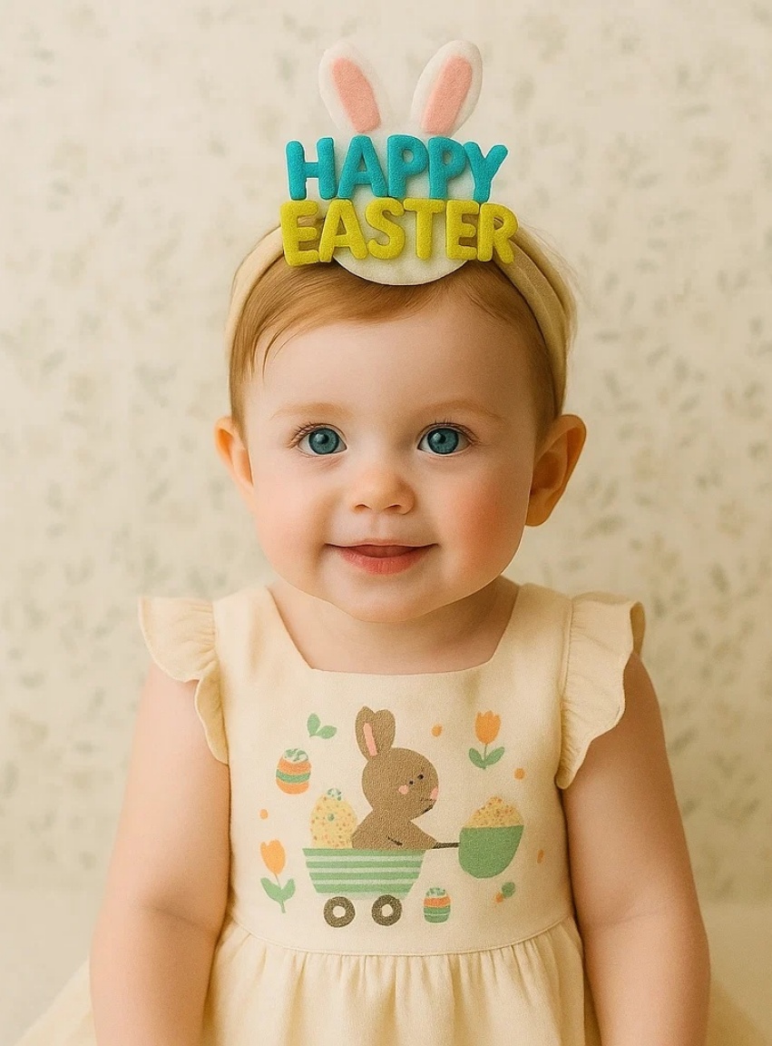 Bandeau de Pâques pour Bébé - Lapin et Décorations Colorées