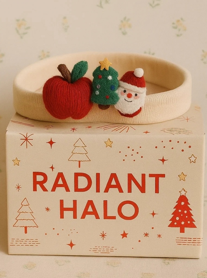 Cinta de bebé manzana árbol y Papá Noel – Accesorio navideño suave