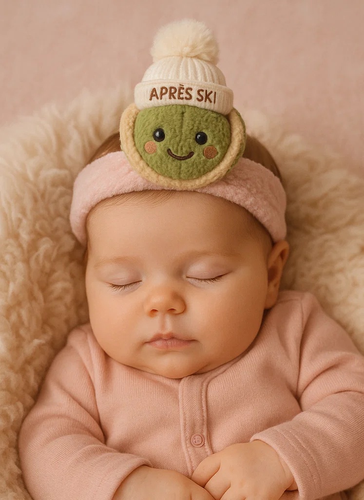 Après Ski Baby Headband with Plush Toy – Cute Winter Adventure Design