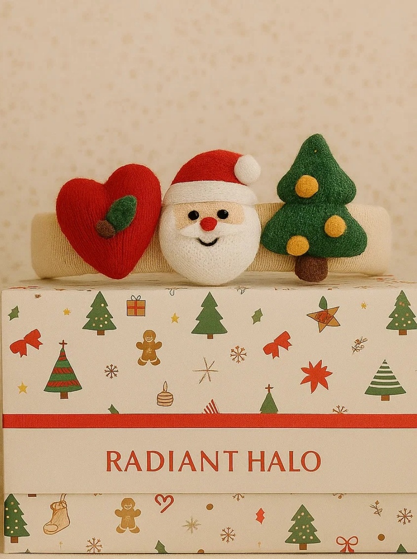 Bandeau bébé pomme cœur et Noël – Accessoire doux fête