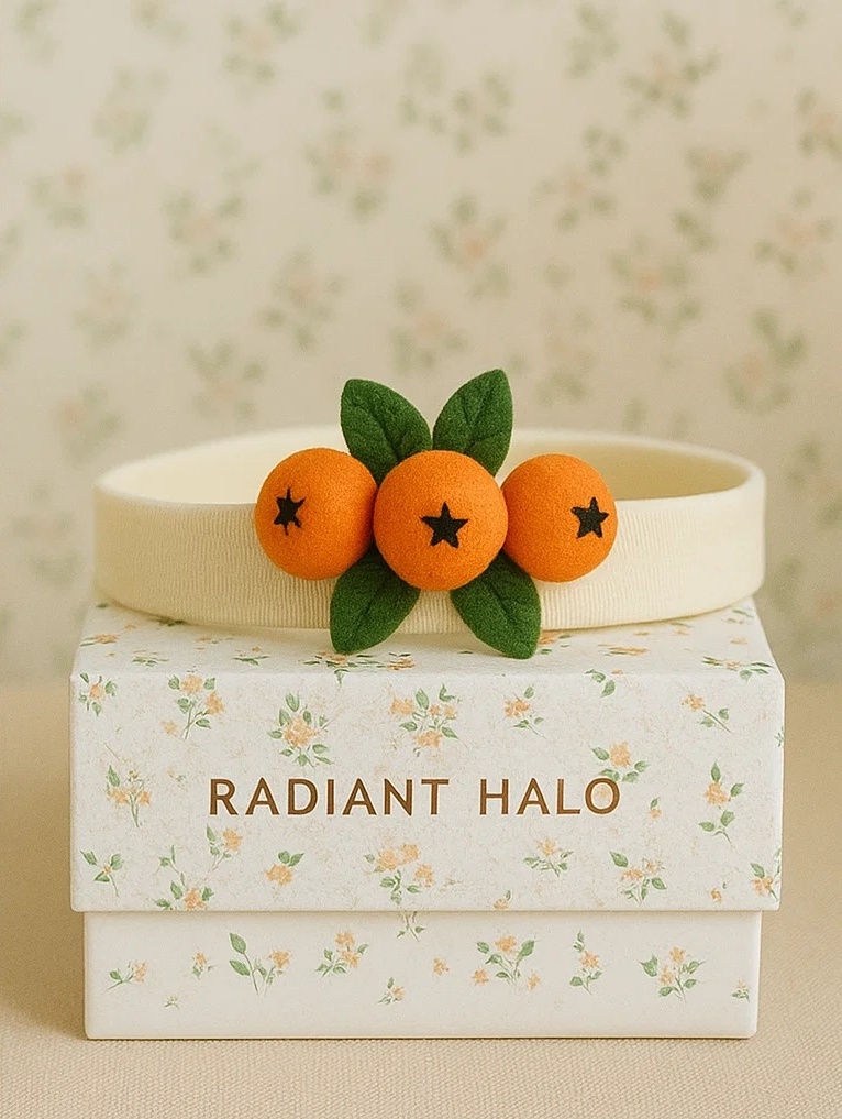 Haarband mit Orange-Fruchtmuster für Babys - Süßes Filzhaarbändchen