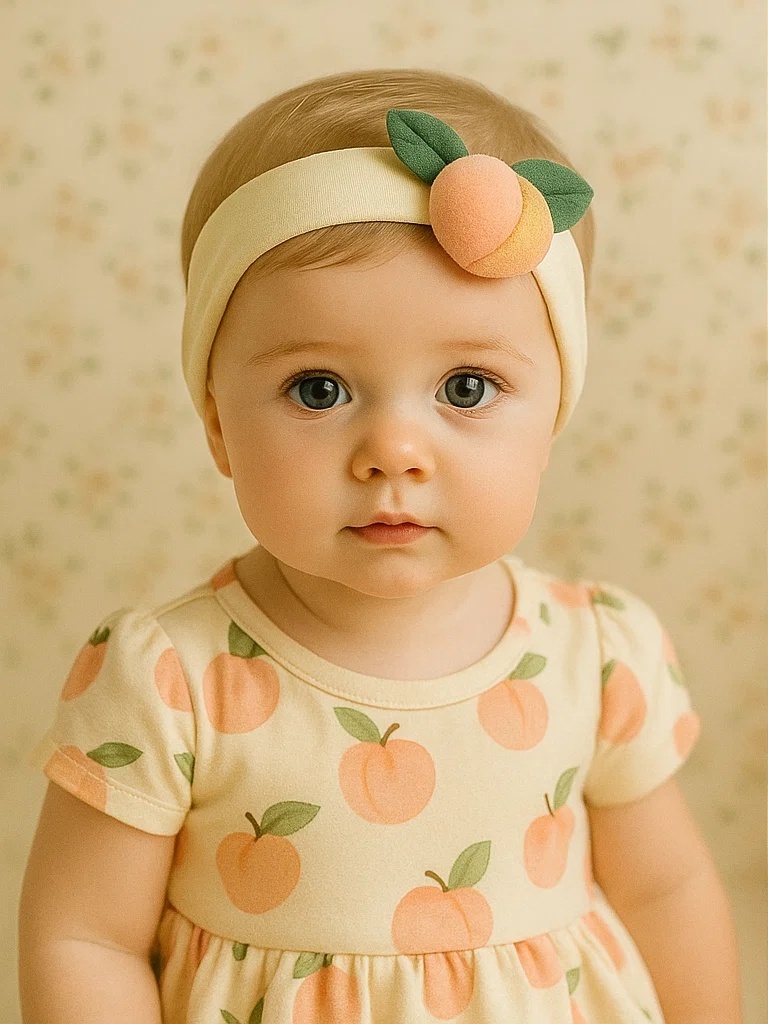 Bandeau pour bébé avec motif orange - Accessoire adorable en feutre
