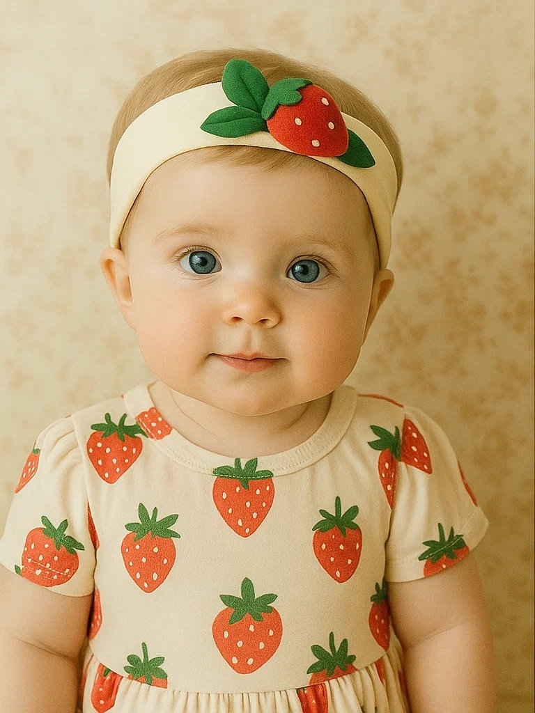 Headband pentru bebeluși cu fructe - Căpșuni