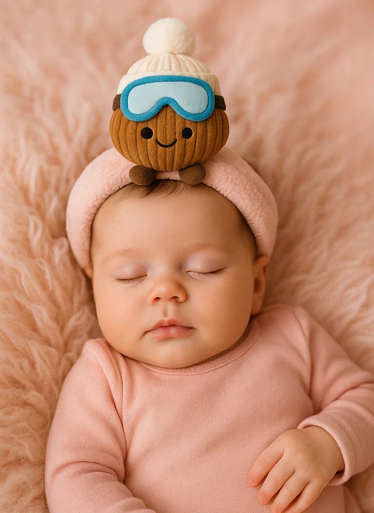 Ski Baby Headband with Plush Toy – Cute Beanie and Winter Accessories