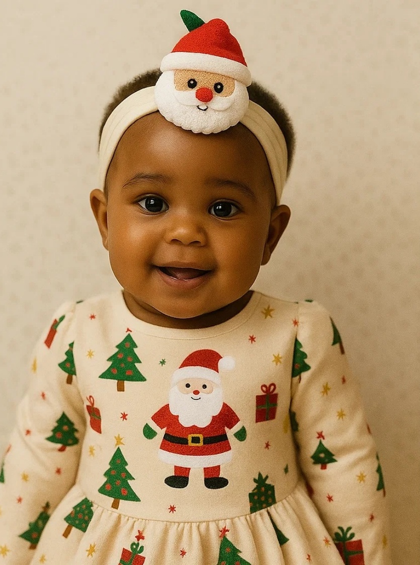 Santa Plüsch Baby Haarband mit Weihnachtsbaum - Weich und Süß für Baby Weihnachtsfotos