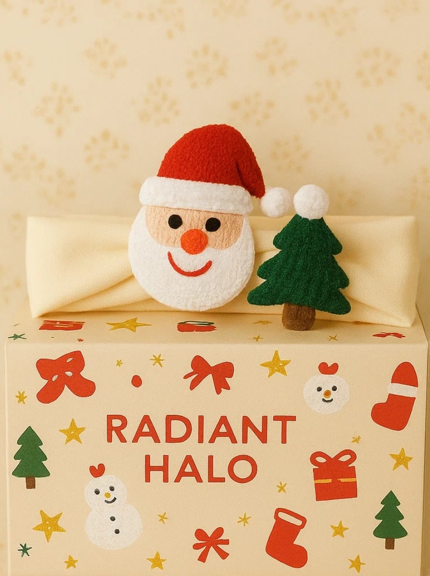 Diadema de Santa Plush para Bebé con Árbol de Navidad - Suave y Linda para Fotos Navideñas de Bebé