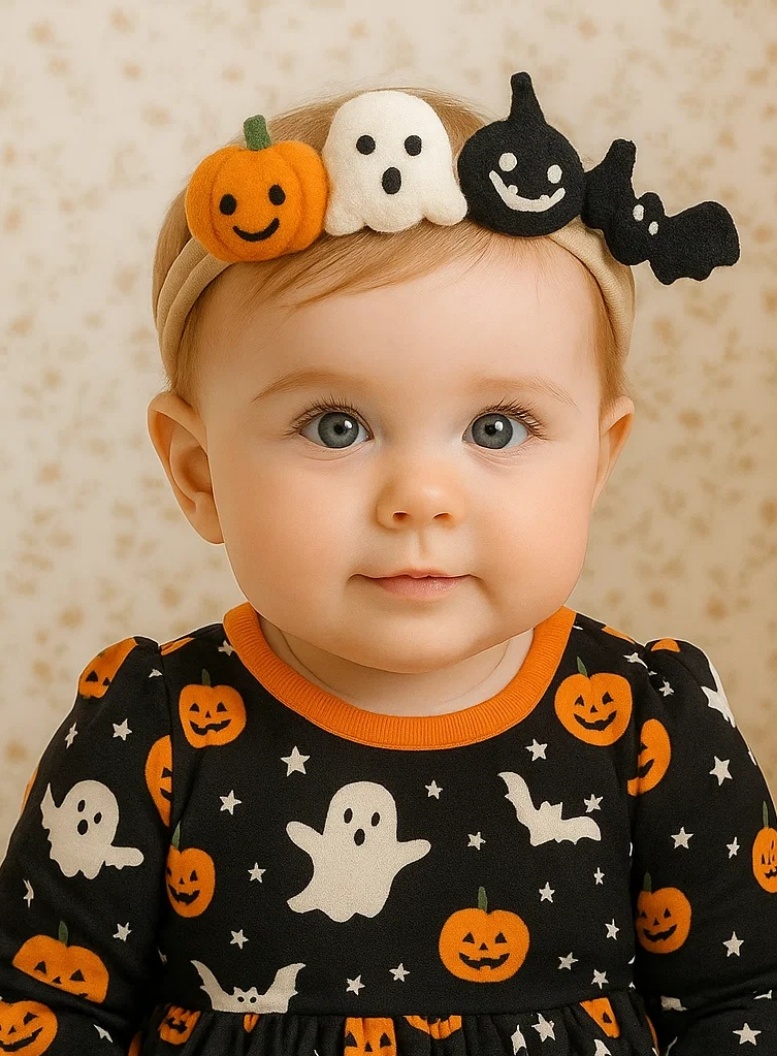 ハロウィンにぴったり！カボチャ、ゴースト、コウモリの赤ちゃん用ヘッドバンド