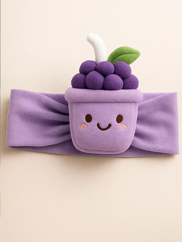 Fresh Grape Juice Baby Headband – 3D Cartoon Plush Bow Hairband