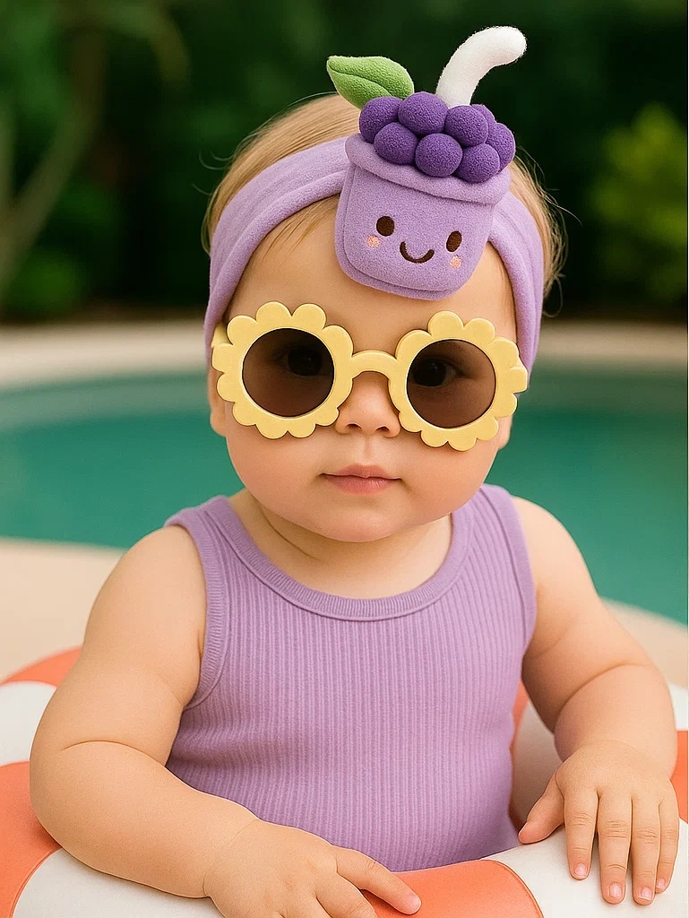 Fresh Grape Juice Baby Headband – 3D Cartoon Plush Bow Hairband