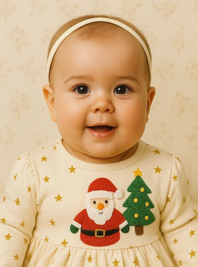 Bandeau Santa Plush pour Bébé avec Arbre de Noël - Doux et Mignon pour les Photos de Noël de Bébé