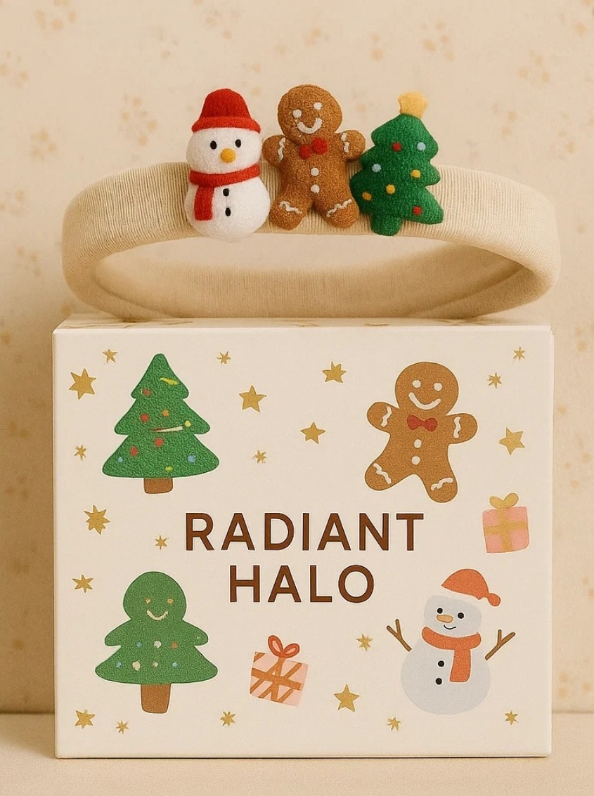 Bentiță Santa Plush pentru Bebeluși cu Măr și Om de Zăpadă - Accesoriu de Sărbători Drăguț și Moale
