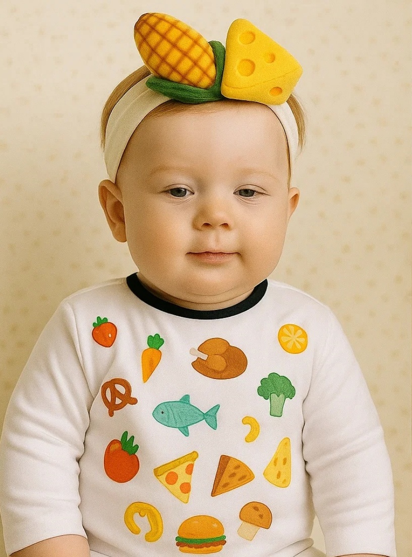 Corn and Cheese Baby Headband for Photoshoots