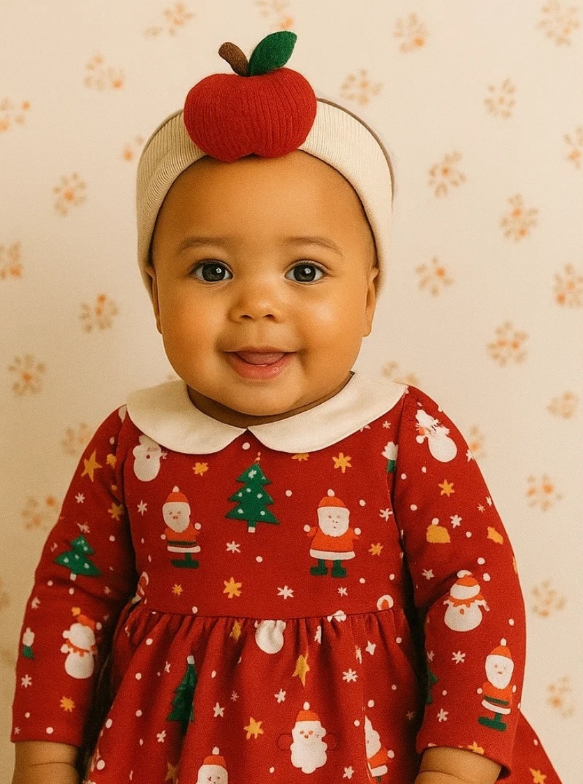 Bentiță Santa Plush pentru Bebeluși cu Măr și Om de Zăpadă - Accesoriu de Sărbători Drăguț și Moale