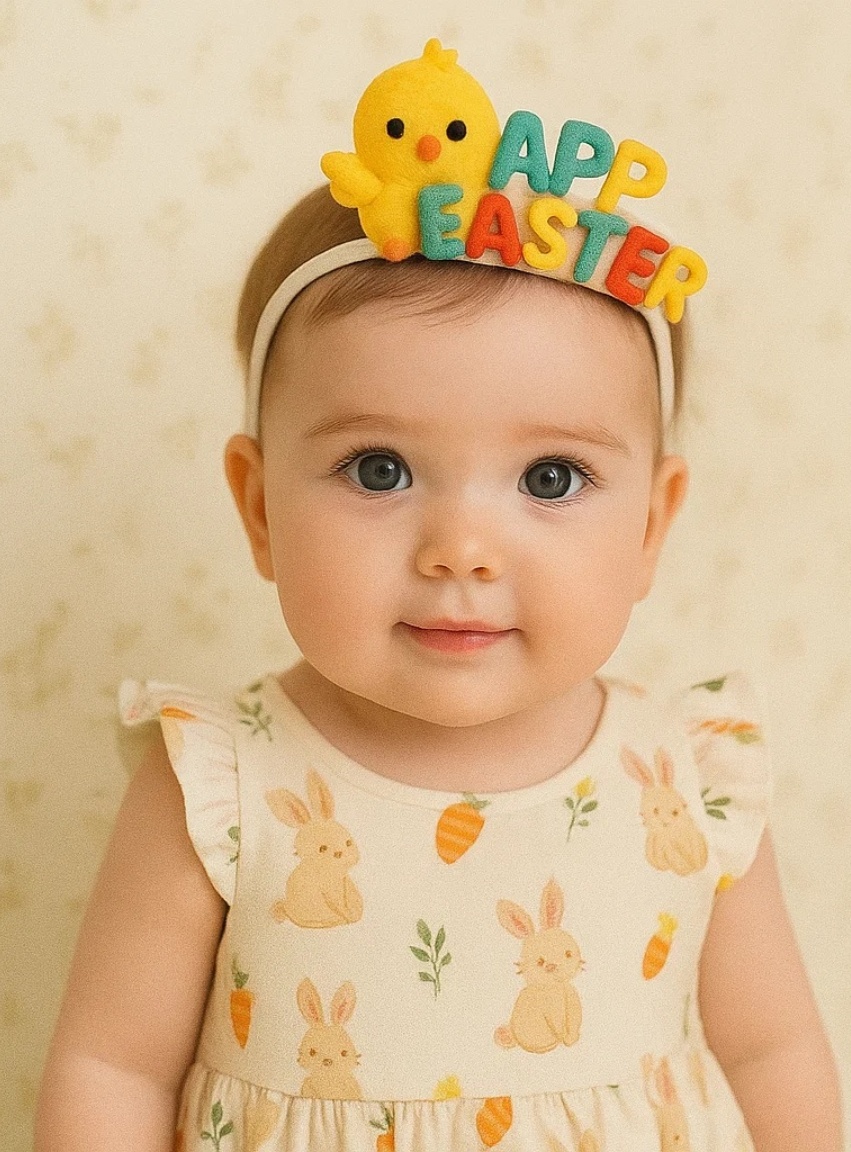 Minimalist Easter Chick Baby Headband – Soft Yellow Edition