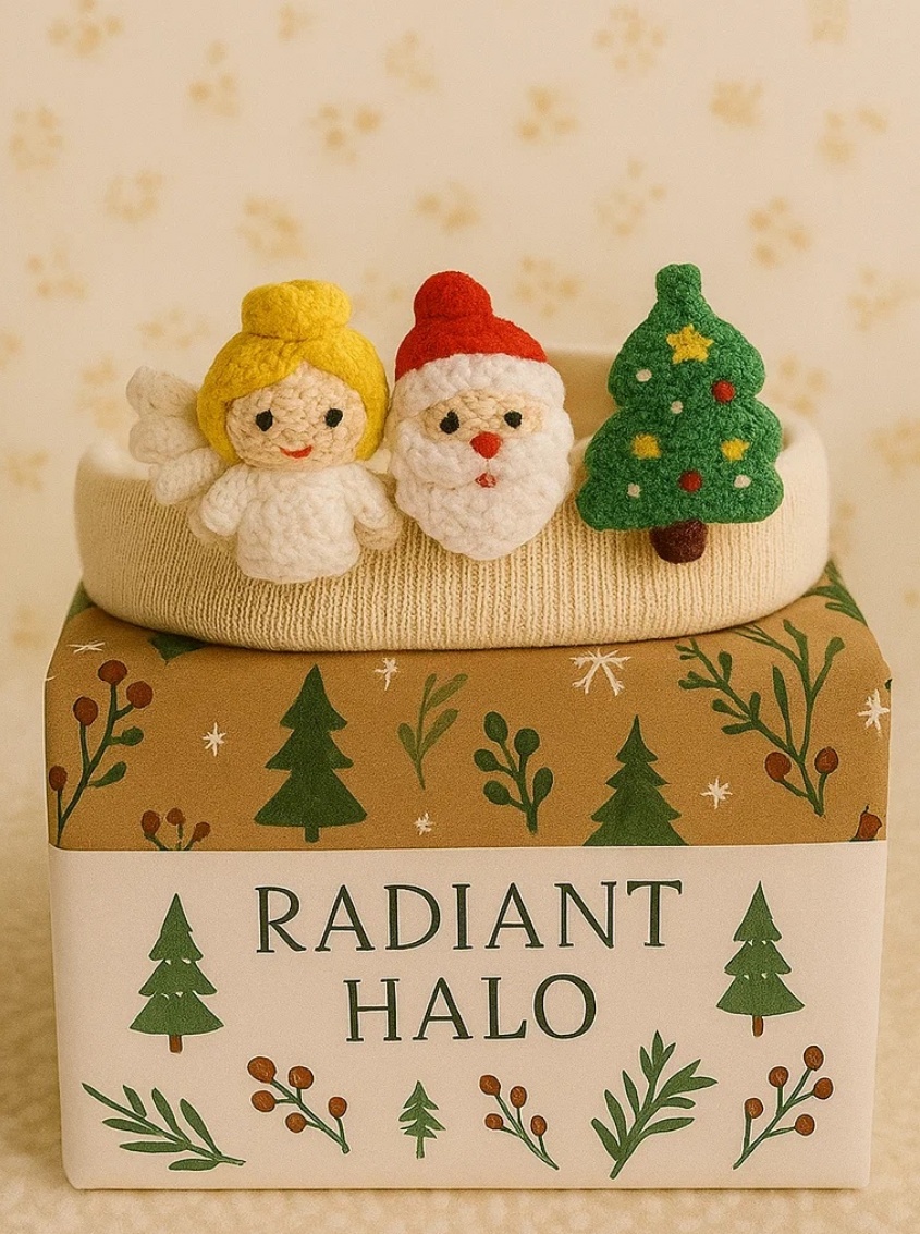 Santa Plush Dětská Čelenka s Jablkem a Sněhulákem - Měkký a Roztomilý Vánoční Doplňek