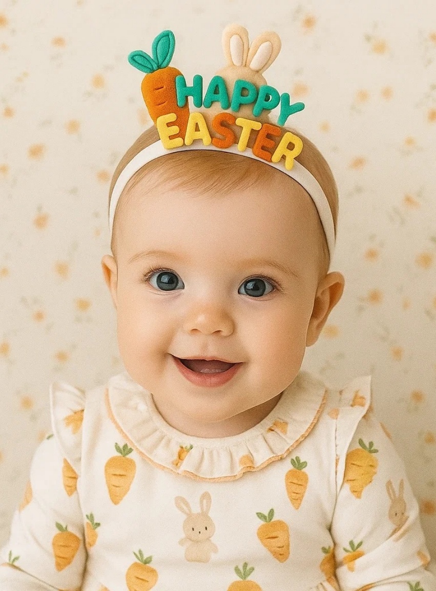 Easter Bunny and Carrot Baby Headband – Bunny Tail Fun Edition