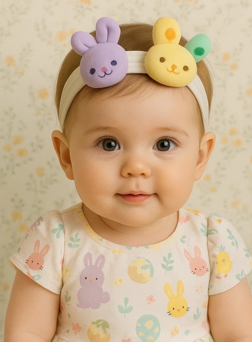 Pastel Bunny Ears Baby Headband – Soft Spring Cutie Edition