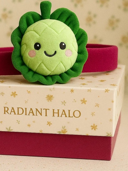 Cute Beetroot Baby Headband with Green Leaves