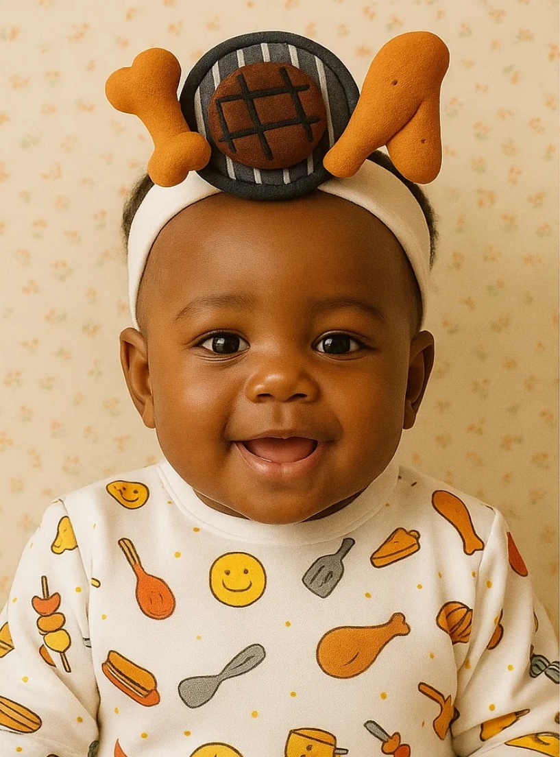 Bandeau pour bébé avec des ailes de poulet grillées