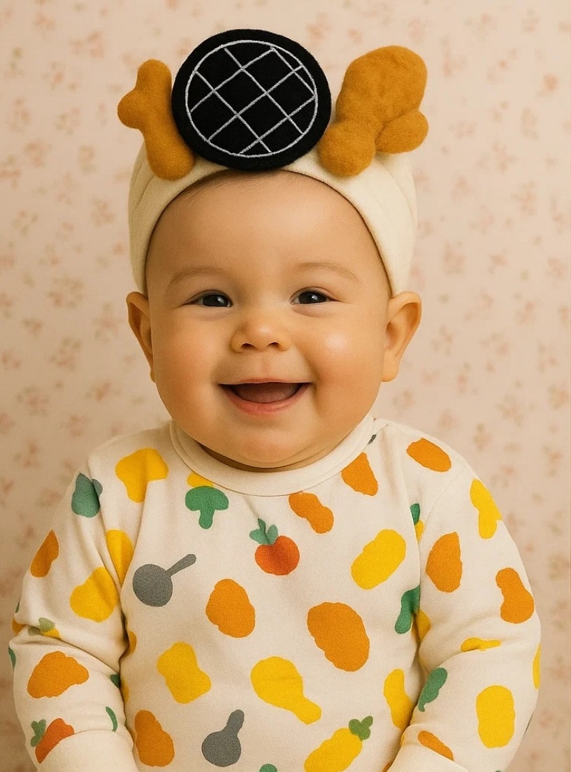 Grill Pan and Grilled Chicken Wings Baby Headband