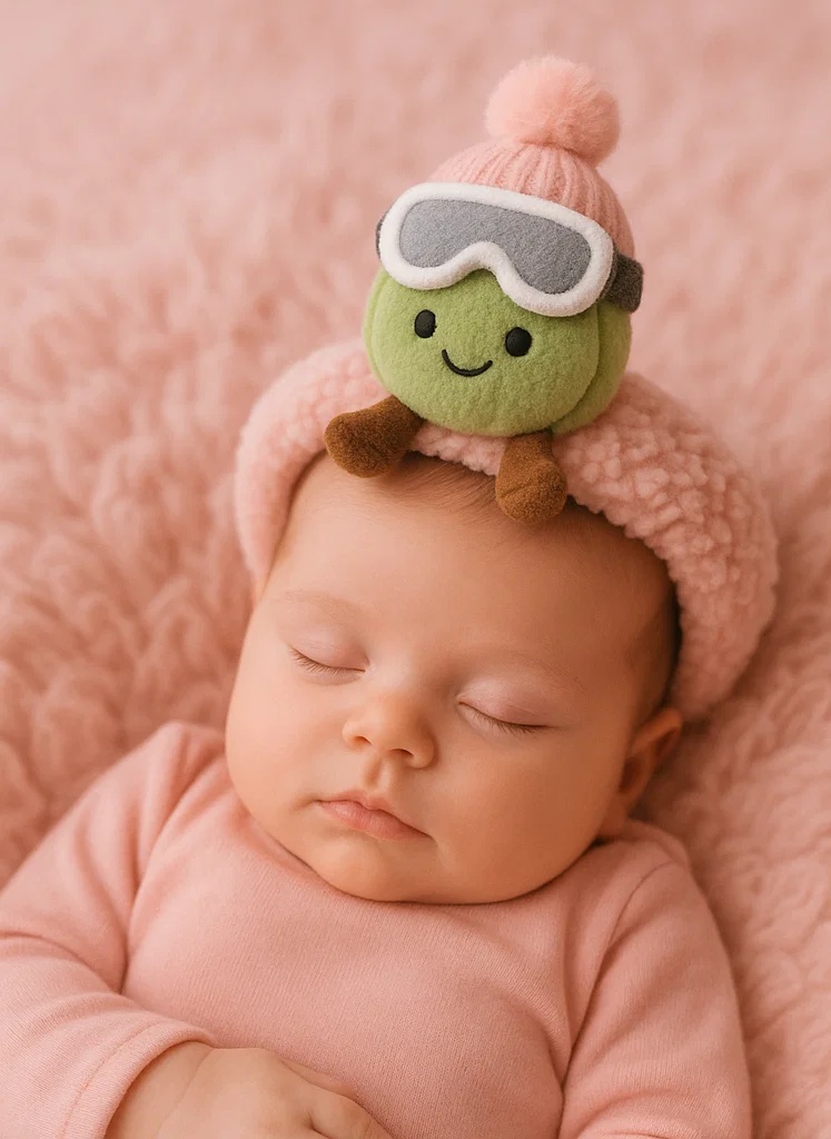 Adorable serre-tête en peluche Avocat de bébé avec pompon pour les plaisirs d'hiver