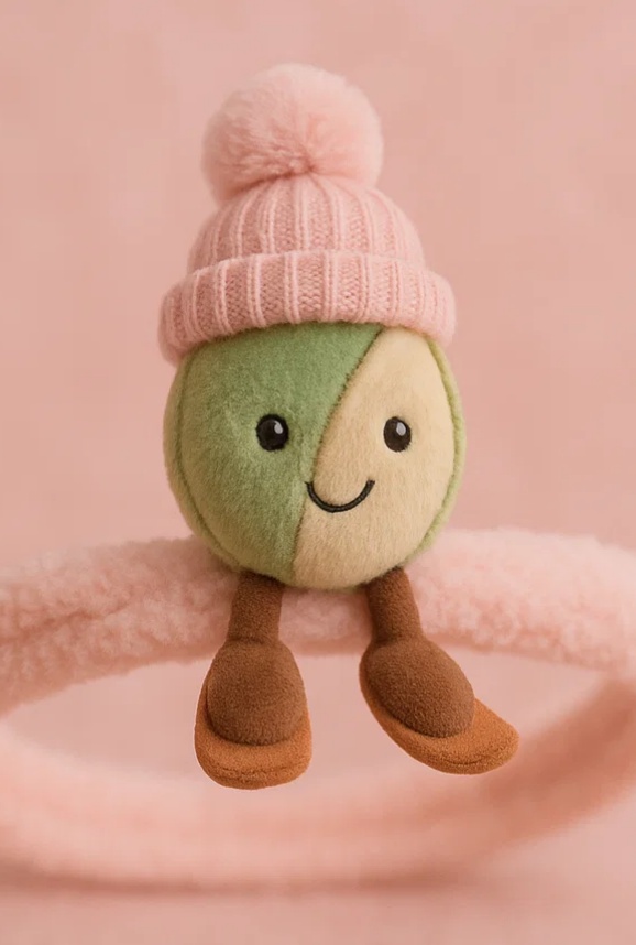 Adorable diadema de esquí de aguacate para bebé con pompones para diversión invernal