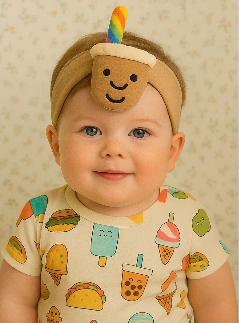 Bandeau pour bébé – Œuf au plat et bacon
