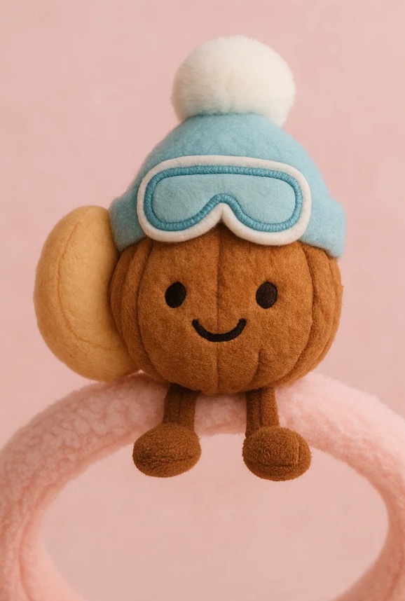Adorável faixa de esqui de nozes para bebês com pompom para diversão no inverno