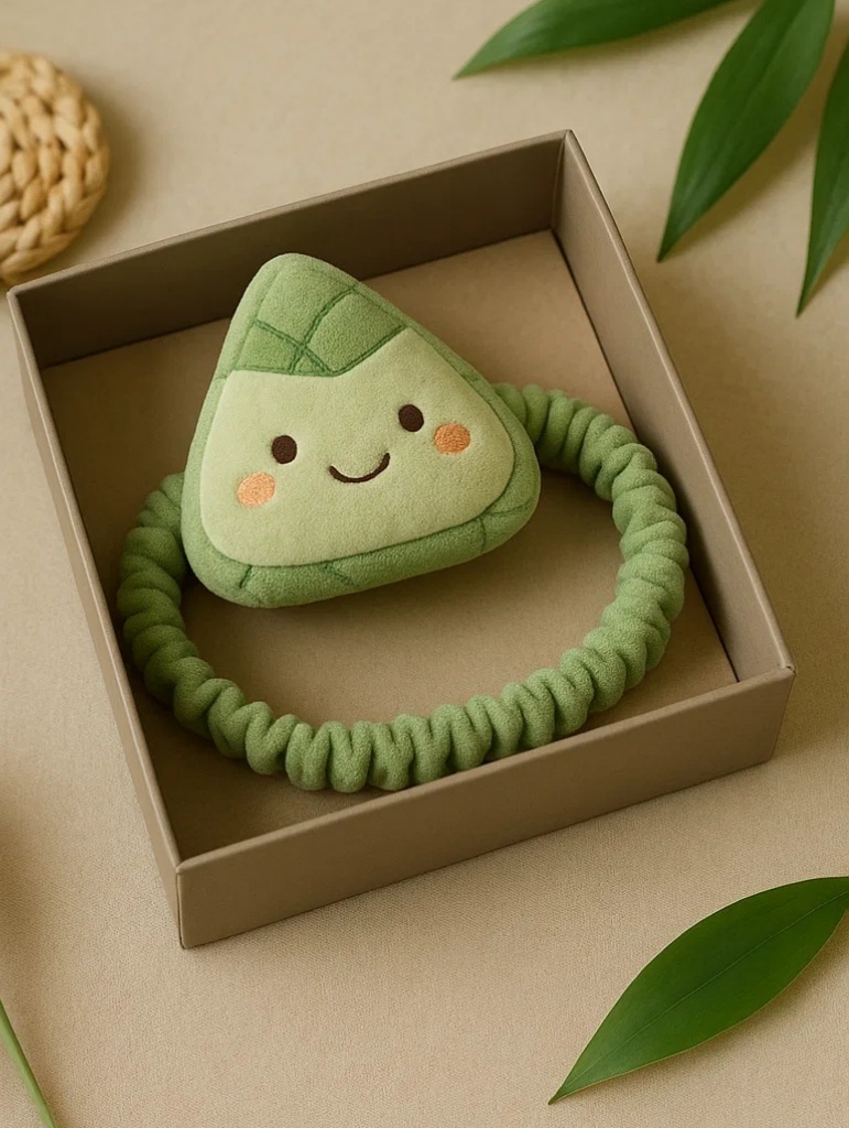 Newborn Cute Zongzi Headband – Handmade Plush Baby Hair Accessory Gift