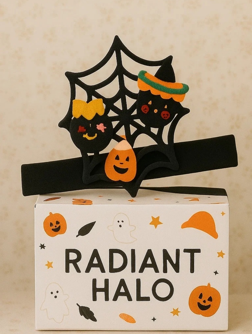 Spooky Halloween Baby Headband with Pumpkins and Witch Hat - Fun for the Season