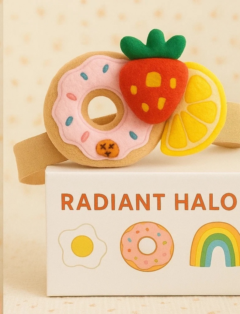 Pink Donut Strawberry Citrus Baby Plush Headband