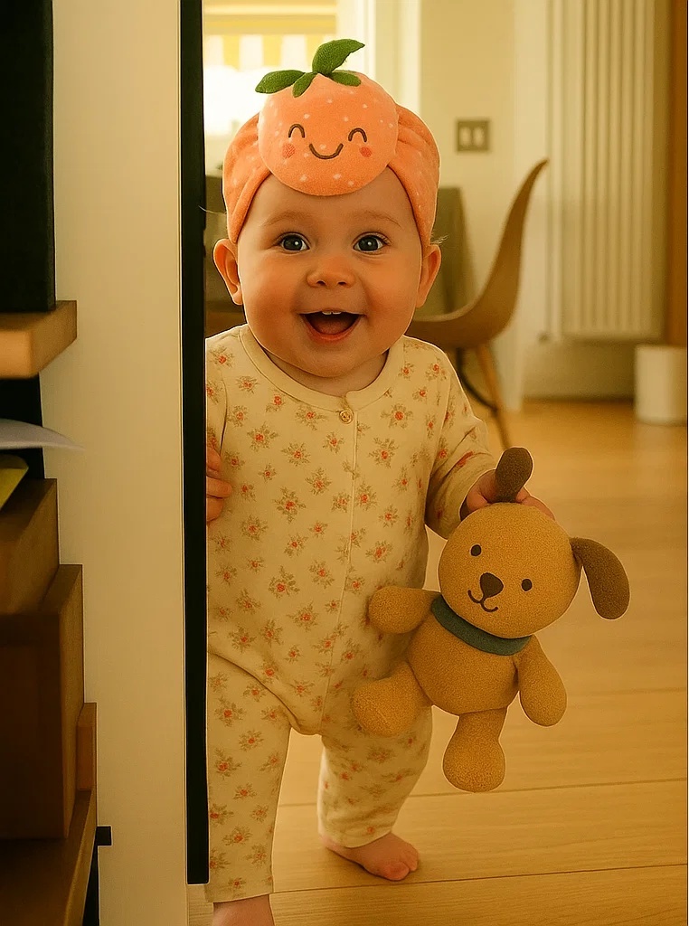 Baby-Stirnband in Pfirsichform, süßes Plüsch-Frucht-Stirnband für Babys und Kleinkinder