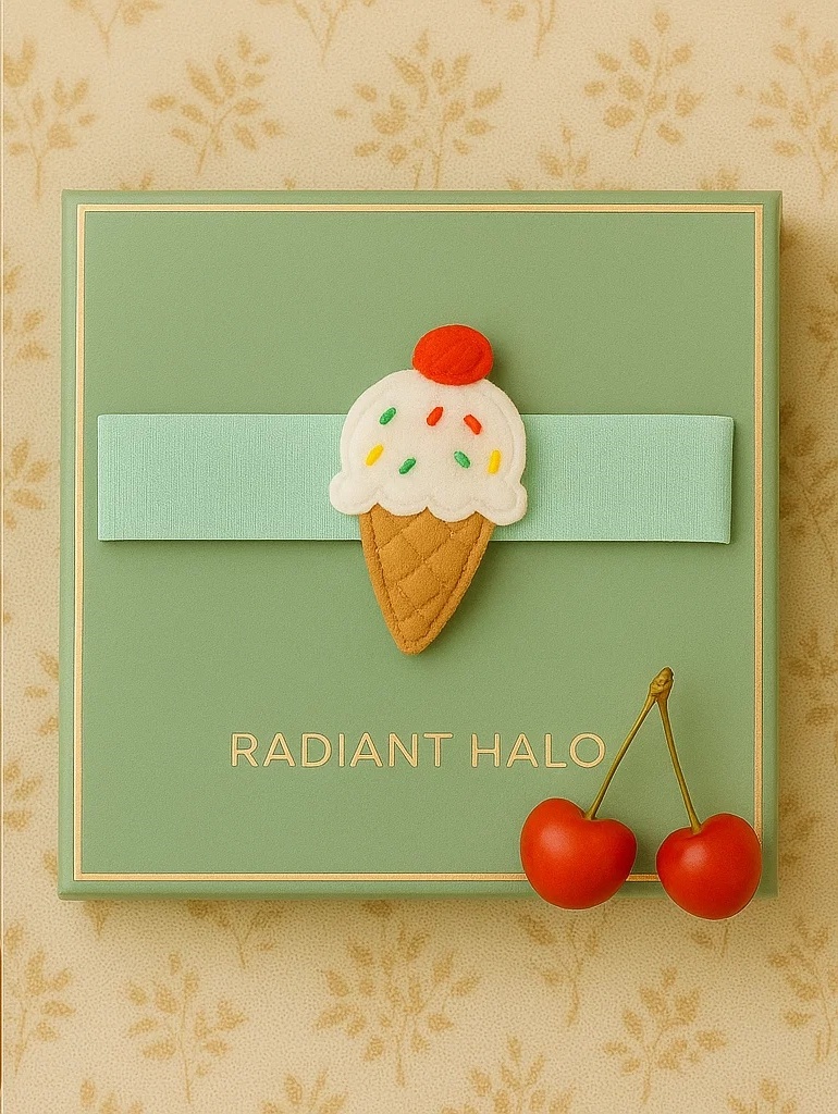 Ice Cream Cone Baby Headband with Red Cherry Accent