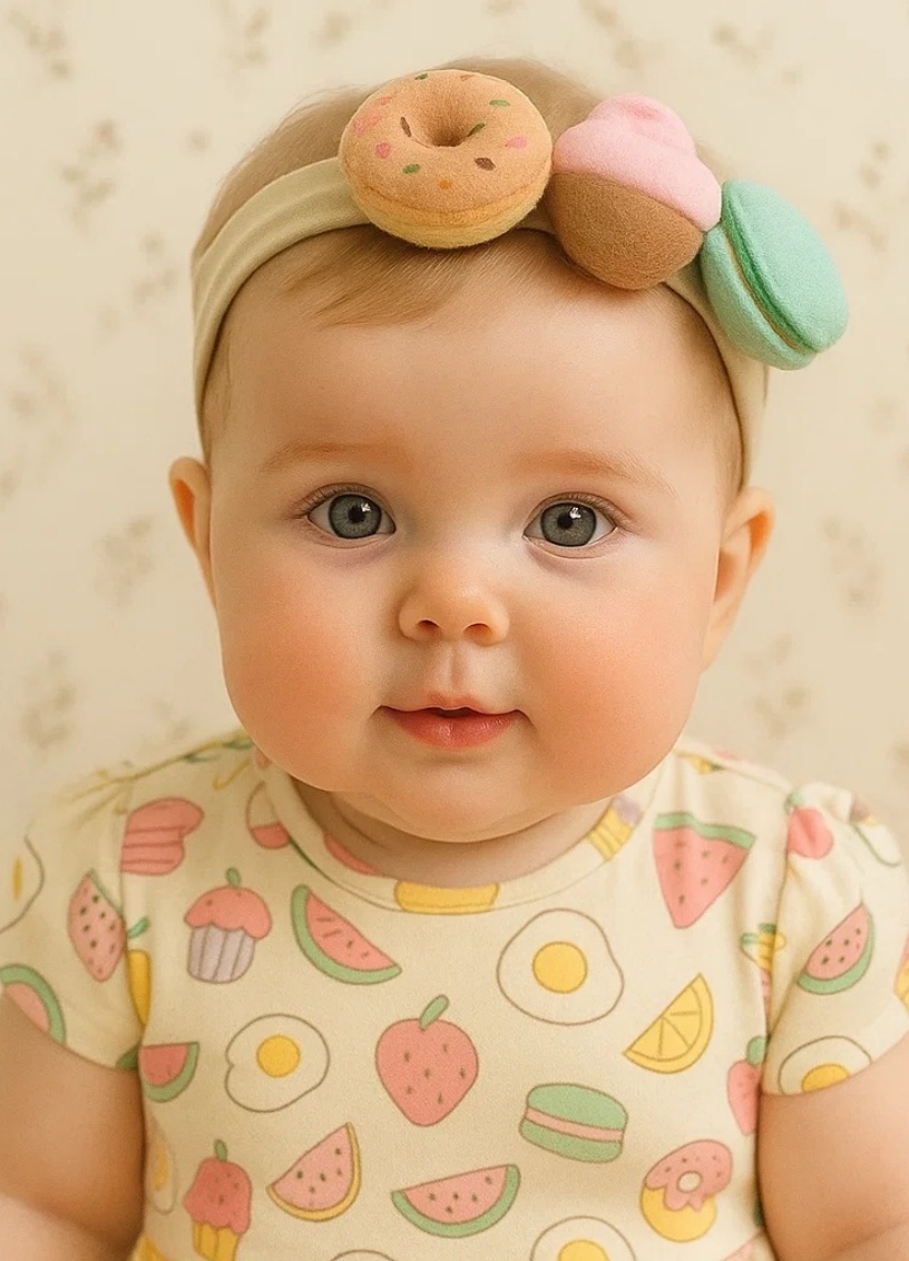 Baby-Haarband mit Eiscreme und Früchten