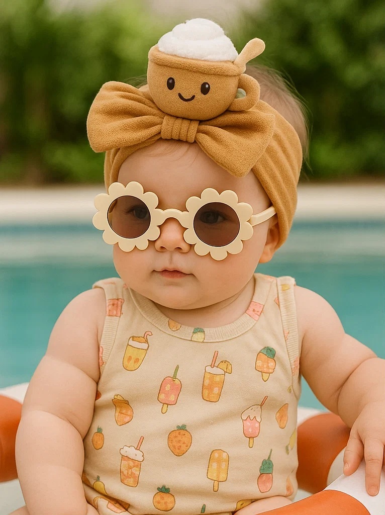 Cappuccino Coffee Baby Plush Headband – Soft Whipped Cream Cup Infant Hair Accessory