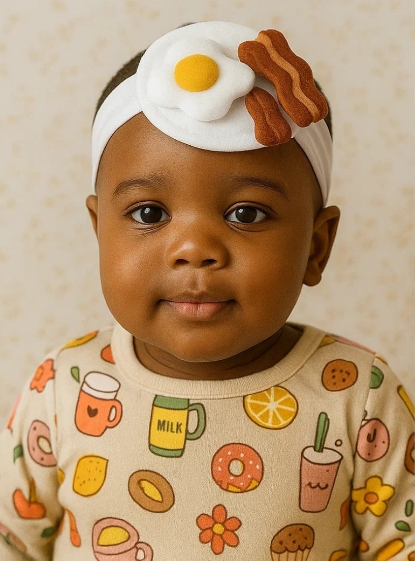 Baby Headband – Frying Up Fun with Egg and Bacon
